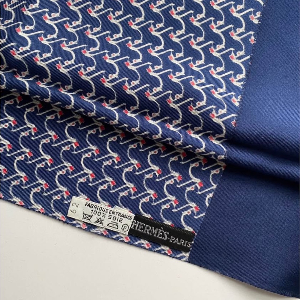 Hermès Blue and White Silk Shawl